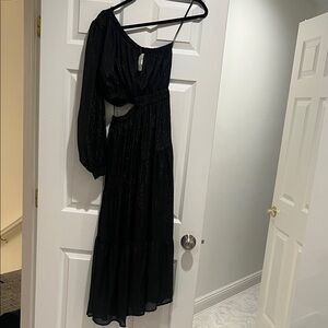 Moon River Elegant One Shoulder Black Dress